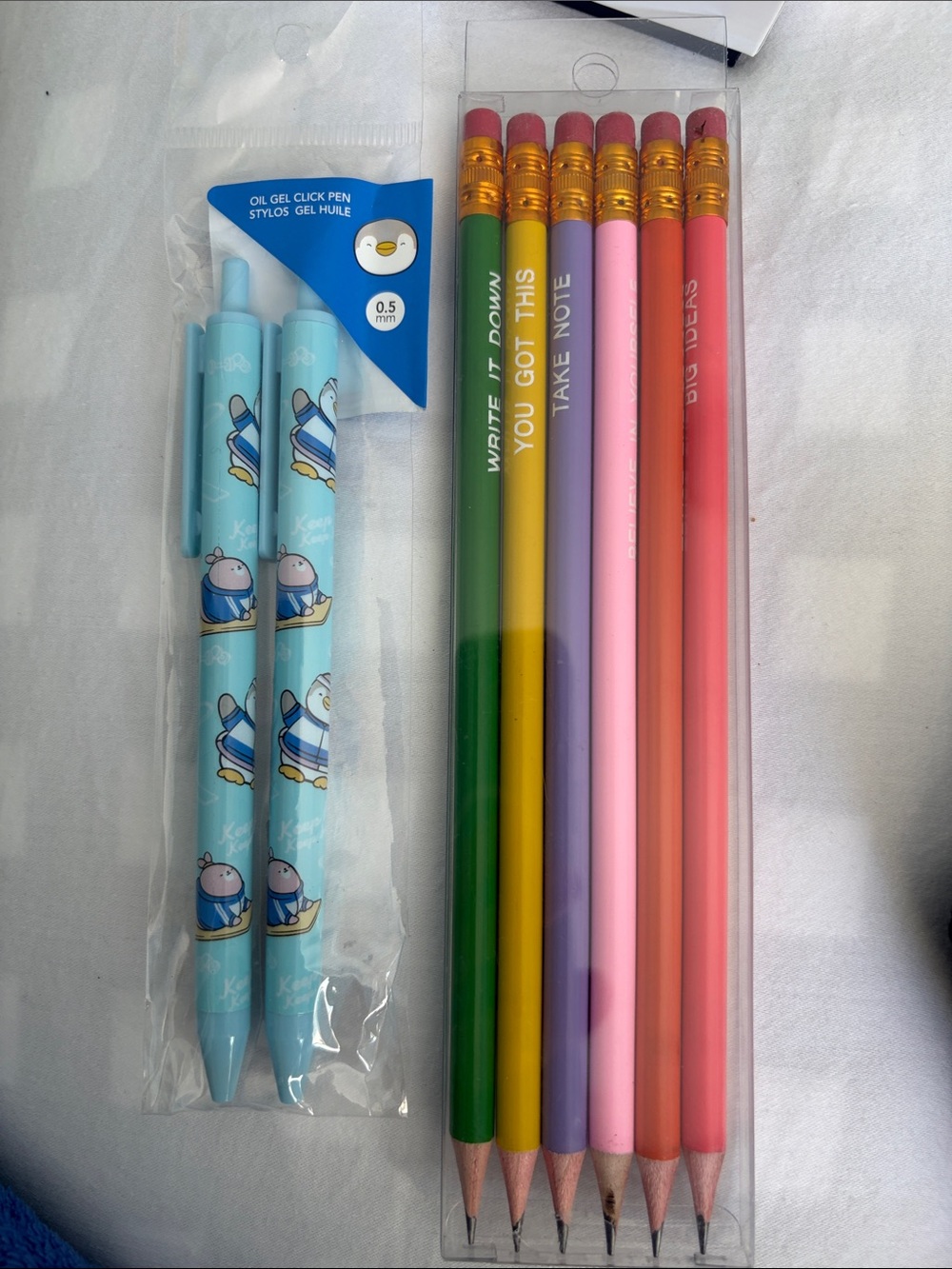 Colorful Assorted Pencil and Blue Gel Pen Set for Home Parties